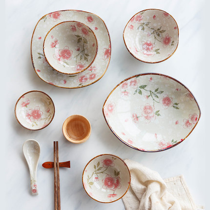 日式漫舞系列陶瓷简约风餐碗盘子菜盘碟子碗碟餐盘