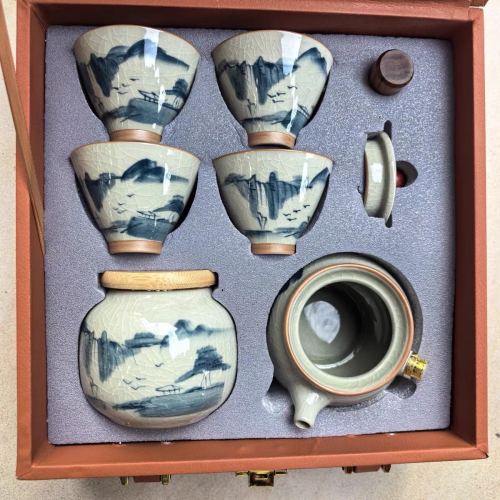 便携式旅行茶具景德镇手绘一壶四杯家用户外精致陶瓷